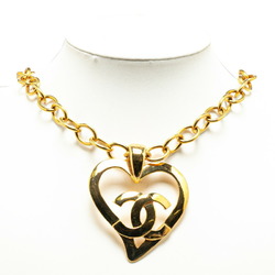 Chanel Coco Mark Heart Motif Necklace Gold Plated Women's CHANEL