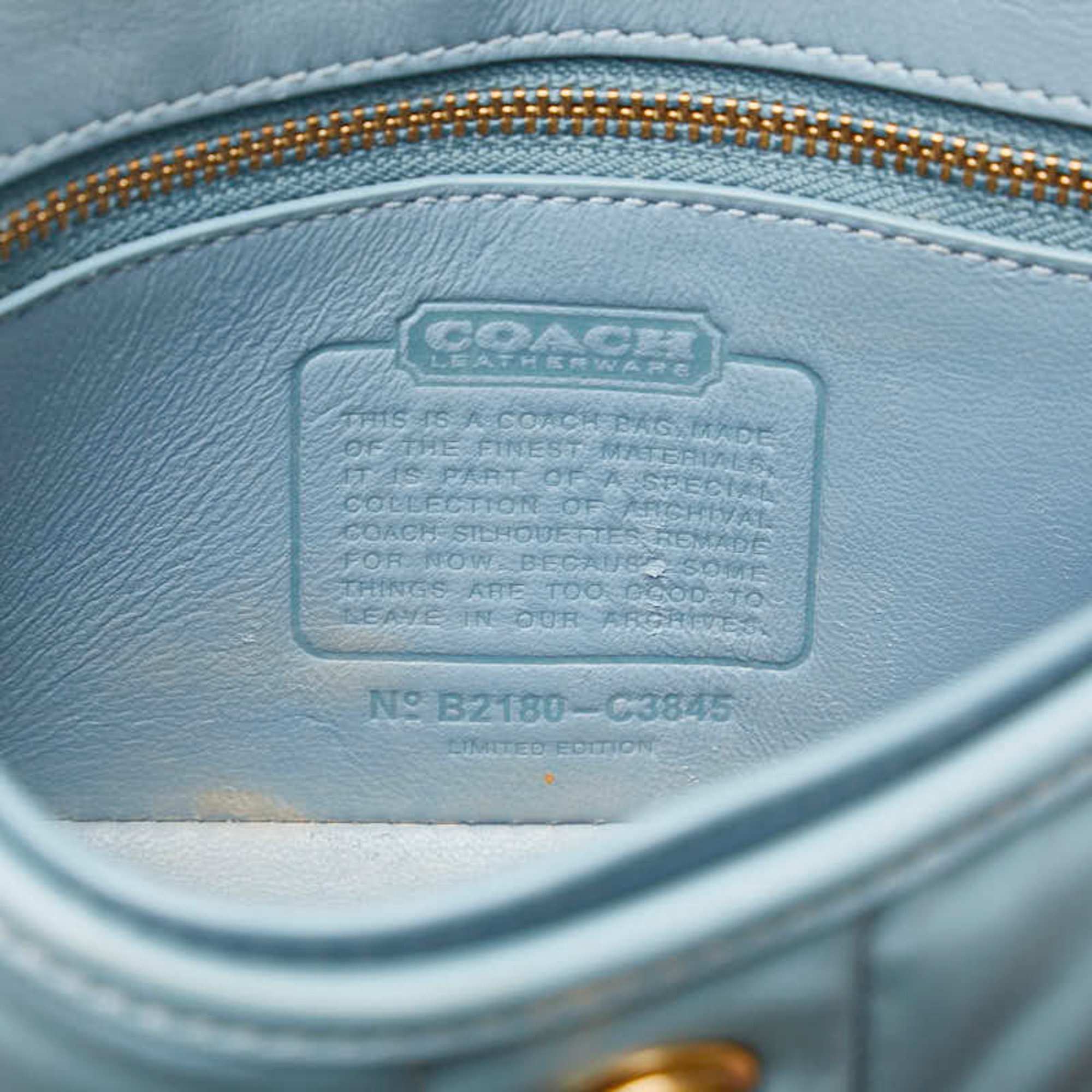 Coach Turnlock Clutch 20 Quilted Handbag Chain Shoulder Bag C3845 Light Blue Leather Women's COACH