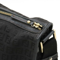 FENDI Zucchino Shoulder Bag Canvas Leather Black 8BT090