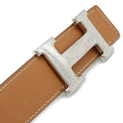 HERMES Constance H Belt, reversible leather, brown, white, #80, stamp
