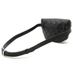 CHANEL Chanel Matelasse Belt Bag Body Waist Pouch Uniform Leather Black Not for Sale