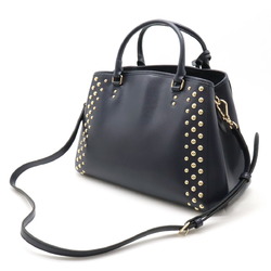 COACH Luxury Studded Small Margot Carryall Handbag Shoulder Bag Leather Navy F35221