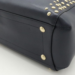 COACH Luxury Studded Small Margot Carryall Handbag Shoulder Bag Leather Navy F35221