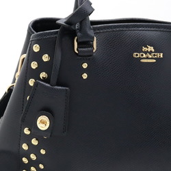 COACH Luxury Studded Small Margot Carryall Handbag Shoulder Bag Leather Navy F35221