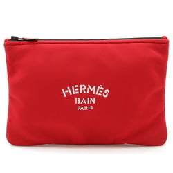 HERMES Hermes Truss Flat MM Neoban Multi Pouch Clutch Bag Second Polyamide Elastane Leather Red