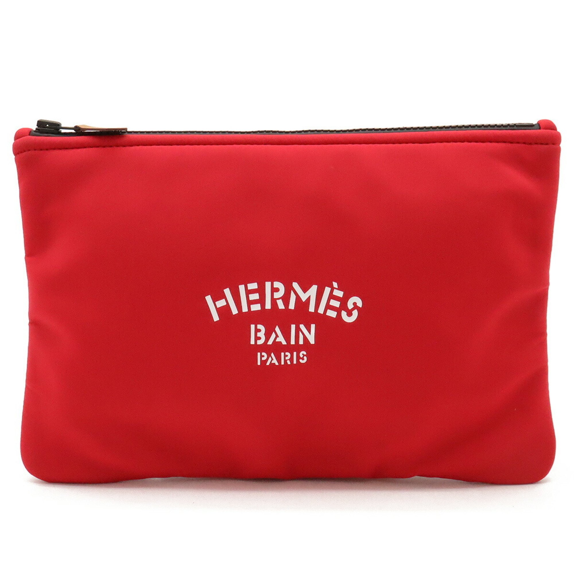 HERMES Hermes Truss Flat MM Neoban Multi Pouch Clutch Bag Second Polyamide Elastane Leather Red