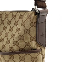 GUCCI GG canvas shoulder bag, punched leather, khaki beige, dark brown, 145857