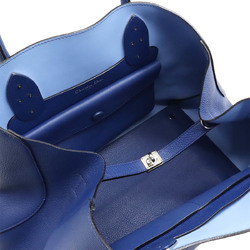 Christian Dior Bar Handbag Tote Bag Leather Blue