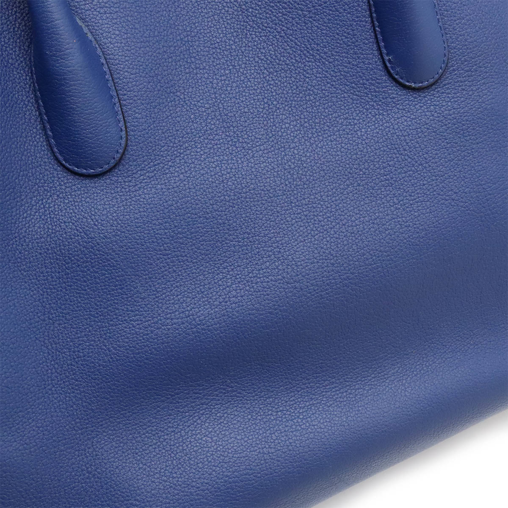 Christian Dior Bar Handbag Tote Bag Leather Blue