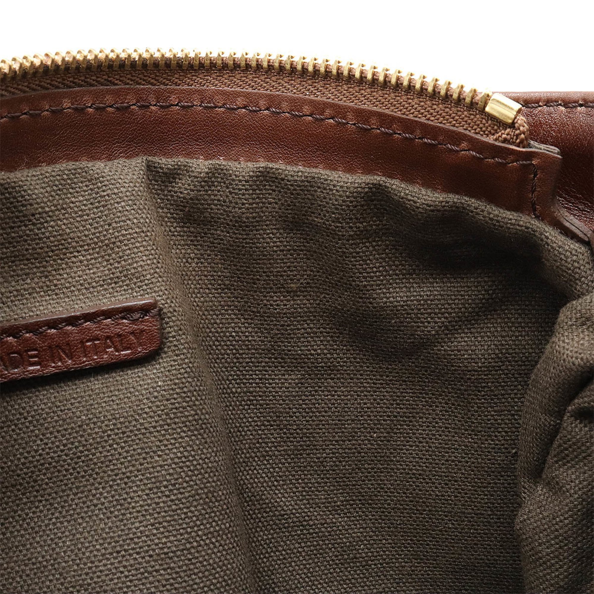 BURBERRY Smoked Check Chain Shoulder Bag PVC Leather Dark Khaki Brown