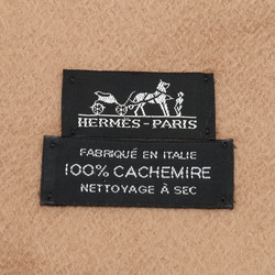 HERMES Hermes Large Stole, Knee Blanket, Embroidered, 100% Cashmere, Camel, Brown