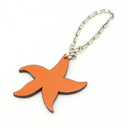 HERMES Hermes Bag Charm Key Holder Chain Starfish French Festival 2003 Limited Edition Leather Red Orange