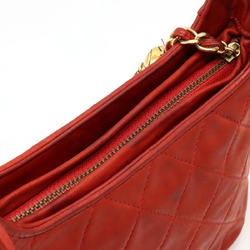 CHANEL Chanel Matelasse Coco Mark Shoulder Bag Pochette Tassel Lambskin Leather Red