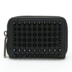 Christian Louboutin Panettone Studded Round Coin Case Leather Black Red