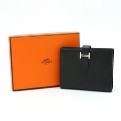 HERMES Bearn Compact Bi-fold Wallet, Epsom Leather, Black, Z Stamp