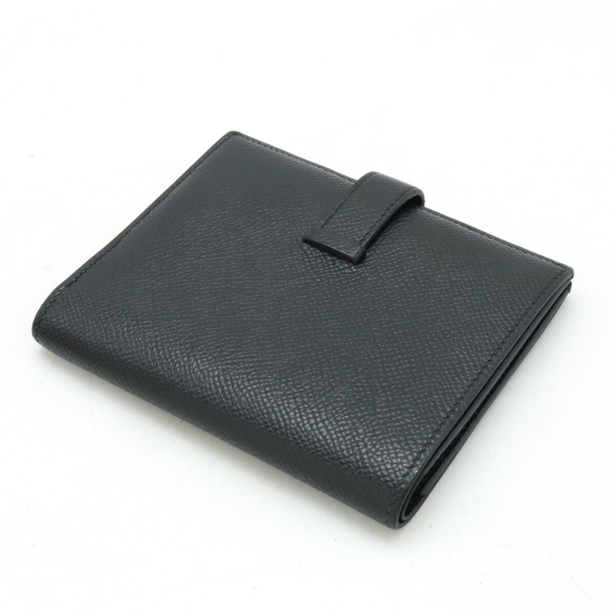 HERMES Bearn Compact Bi-fold Wallet, Epsom Leather, Black, Z Stamp