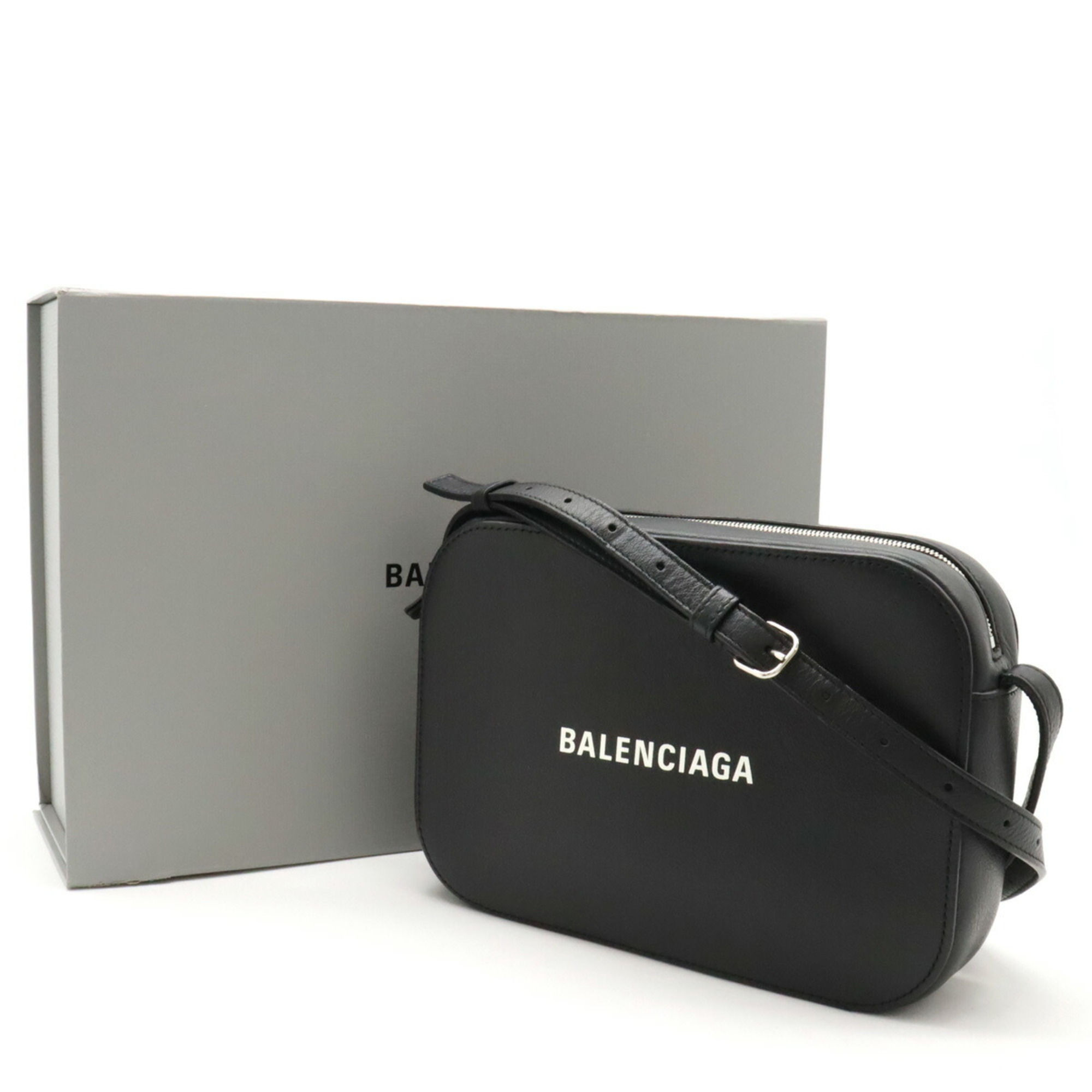 BALENCIAGA EVERYDAY Camera Bag S Shoulder Pochette Leather Black 552370