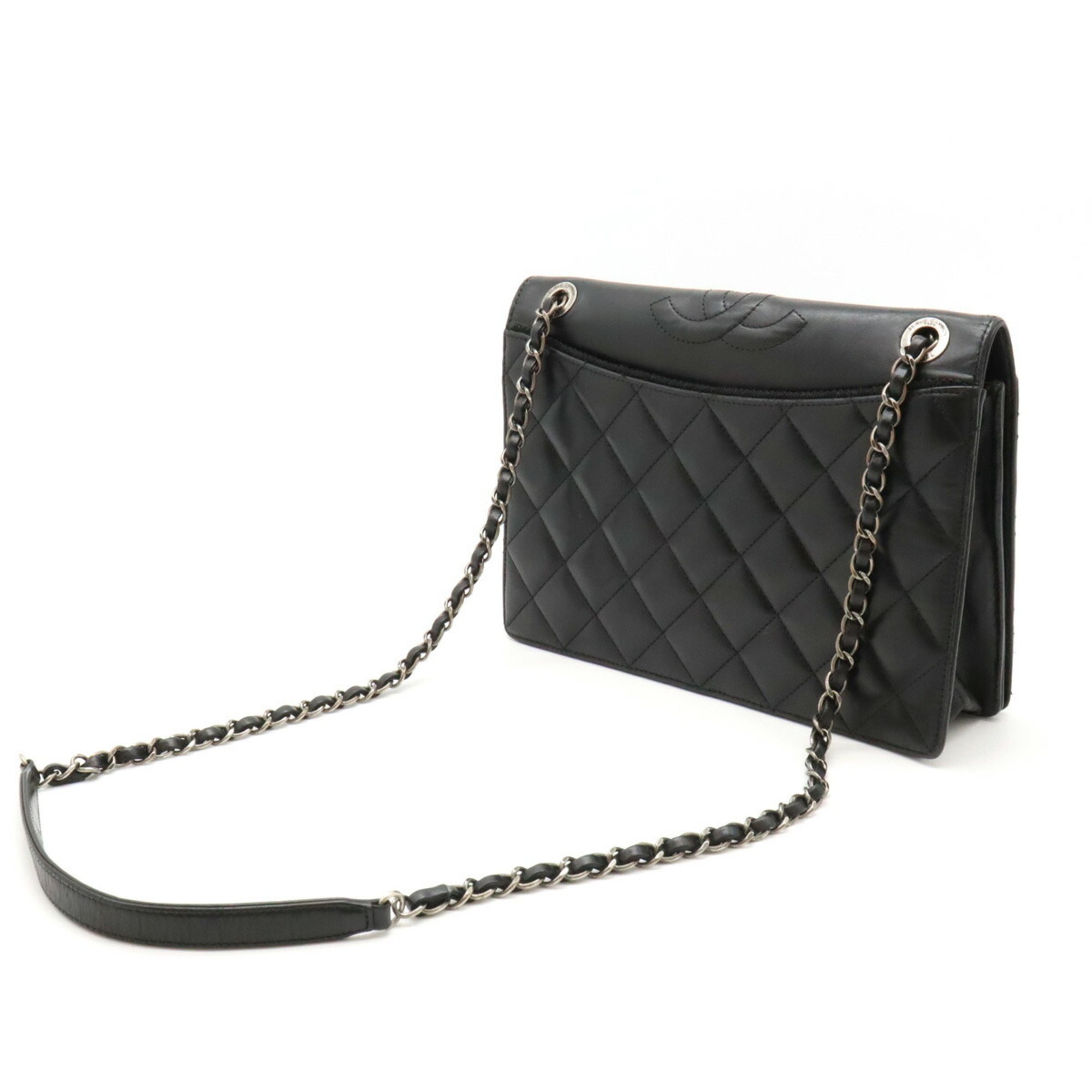 CHANEL Chanel Matelasse Coco Mark Chain Shoulder Bag Leather Black A93011