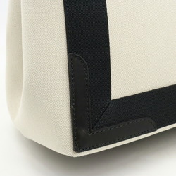 BALENCIAGA Navy Cabas Tote Bag Handbag Canvas Leather Natural Black 339933