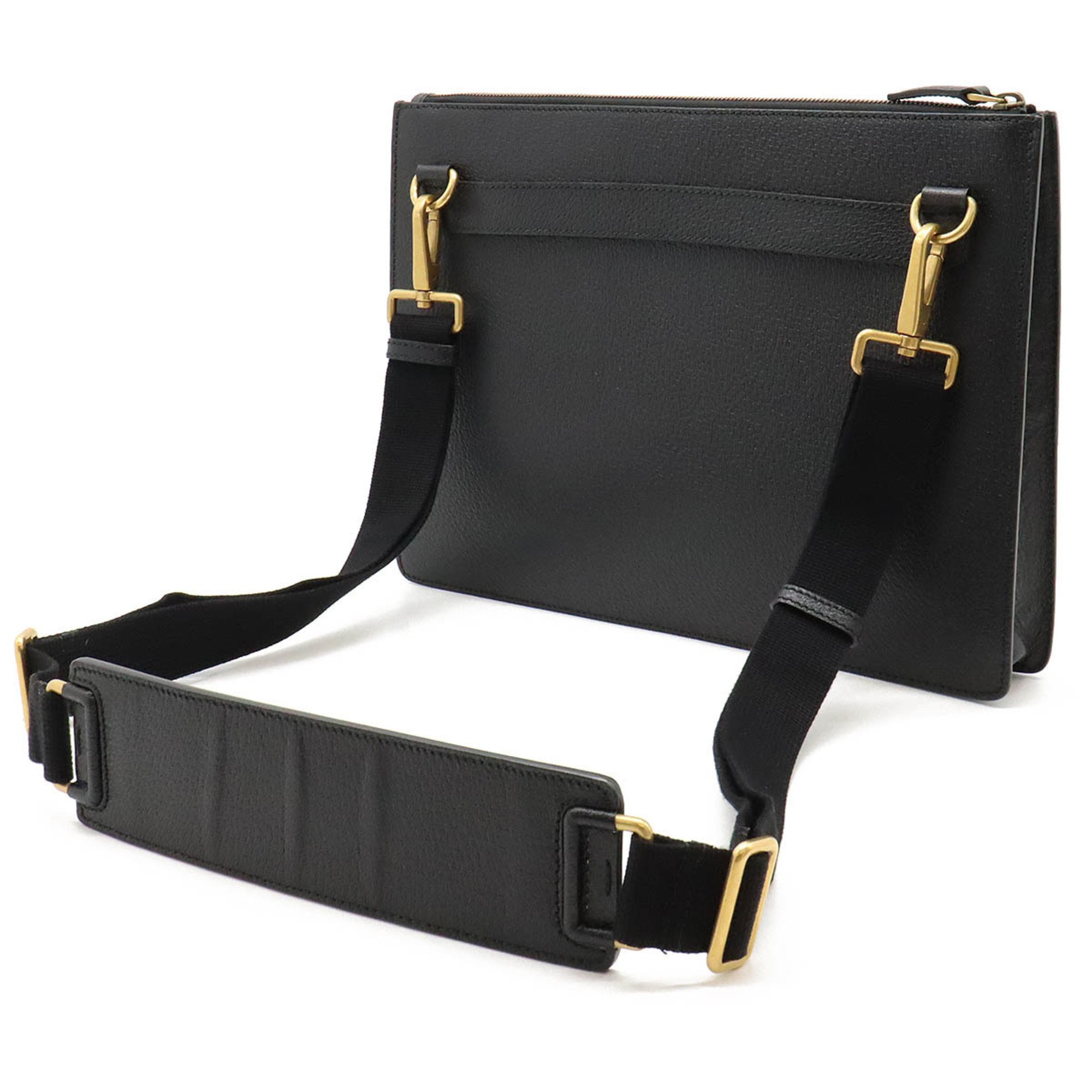 GUCCI Gucci Sherry Line Second Bag Clutch Shoulder Leather Black 450976