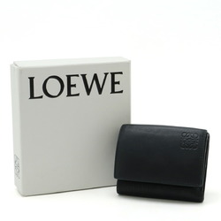 LOEWE Anagram Linen Trifold Wallet, Leather, Black, 101.88.S26