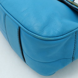 LOEWE Anagram Handbag Tote Bag Leather Patent Cyan Blue Green