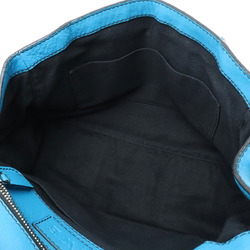 LOEWE Anagram Handbag Tote Bag Leather Patent Cyan Blue Green