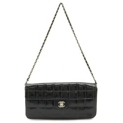 CHANEL Chocolate Bar Coco Mark Chain Shoulder Bag Patent Leather Black