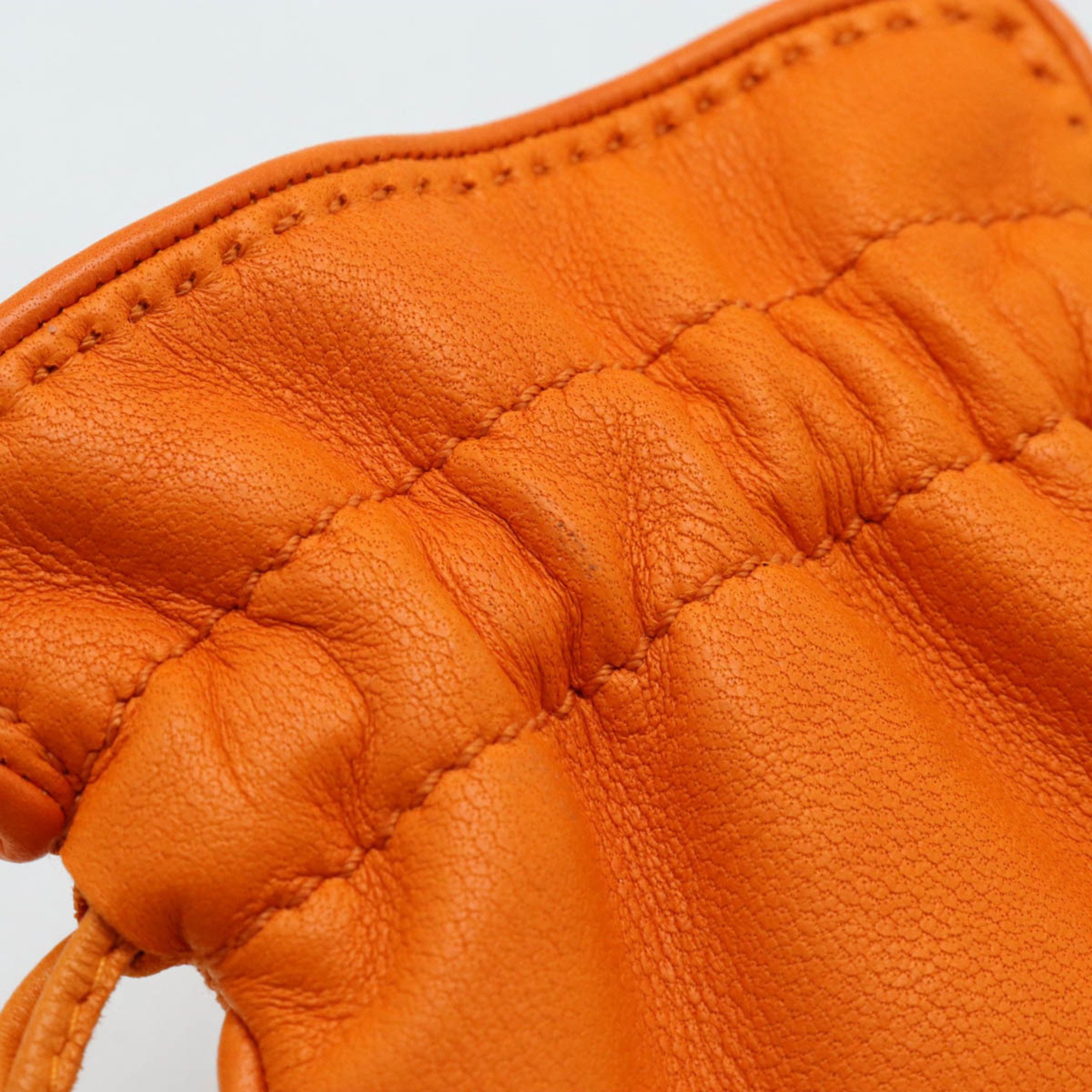 HERMES Hermes Pouch Leather Orange