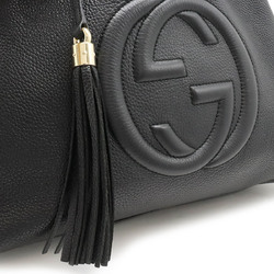 GUCCI Soho Interlocking G Tote Bag Chain Shoulder Leather Black 536196