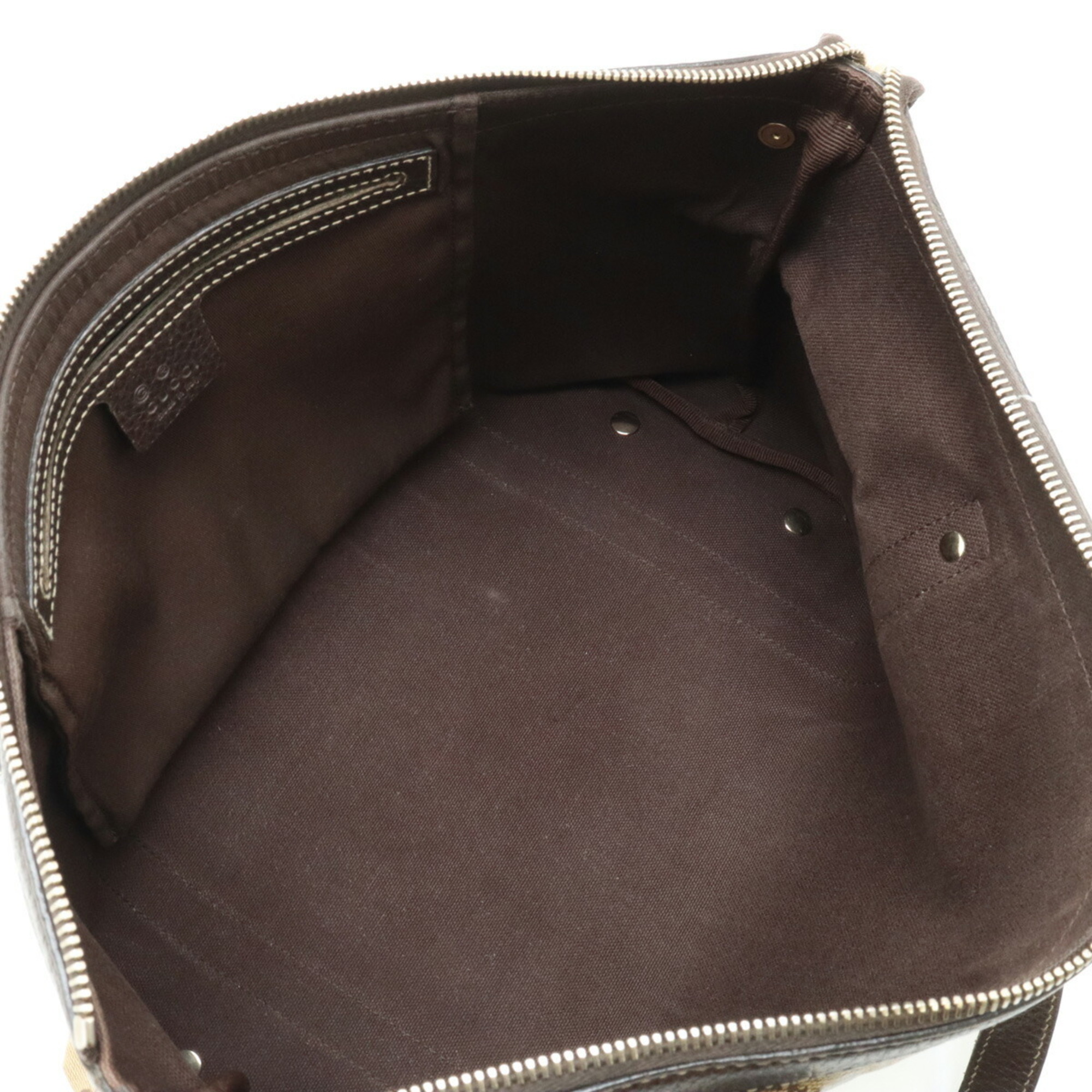 GUCCI GG Crystal Tote Bag Coated Canvas Leather Khaki Beige Dark Brown 268640