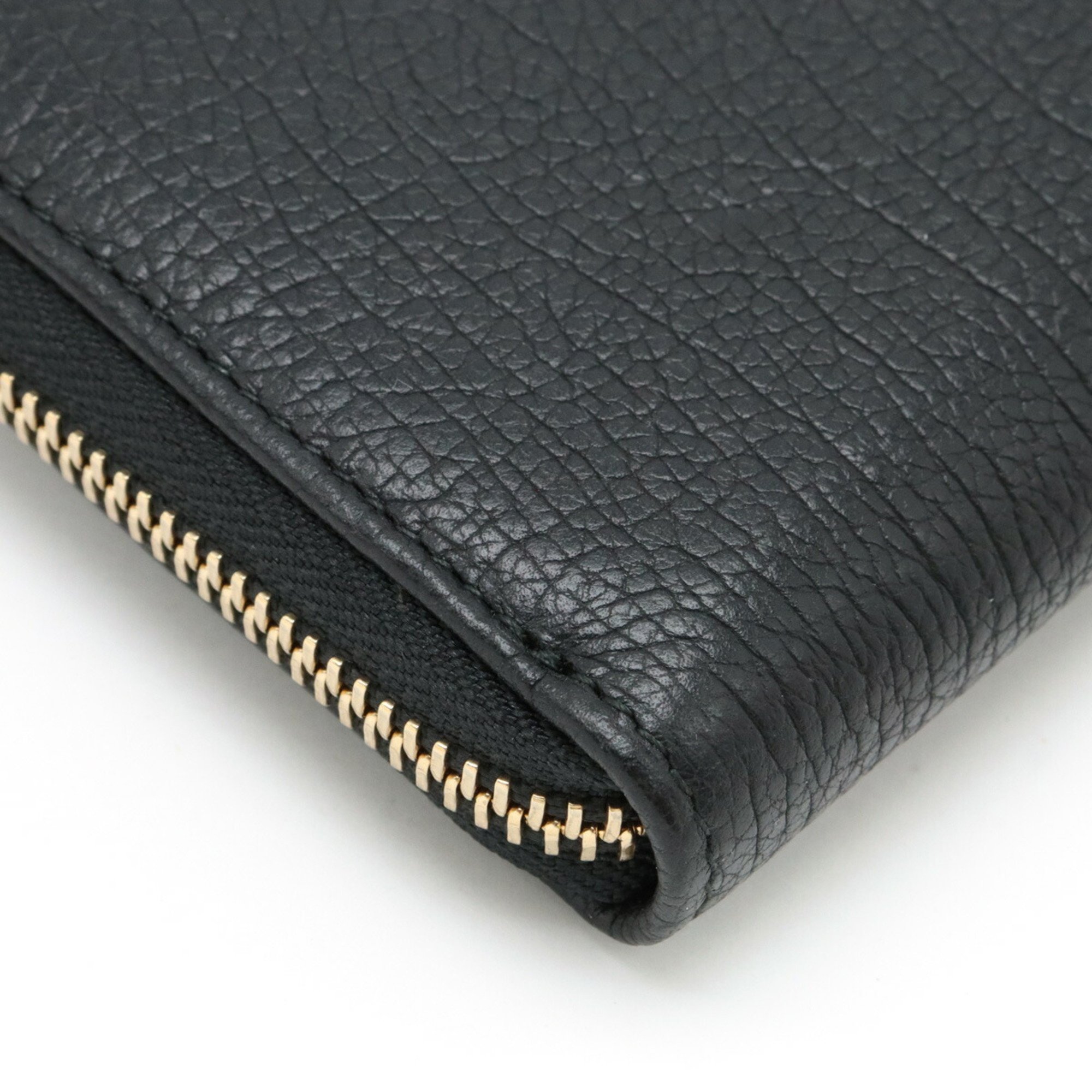 BVLGARI Monete Round Long Wallet Leather Black