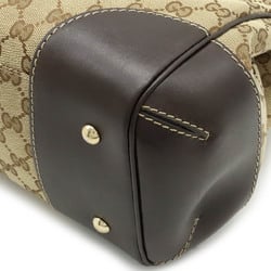 GUCCI GG Canvas Princess Sherry Line Tote Bag Shoulder Leather Khaki Beige Dark Brown 257063