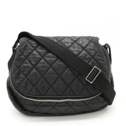 CHANEL Matelasse Shoulder Bag, Coated Nylon, Leather, Black