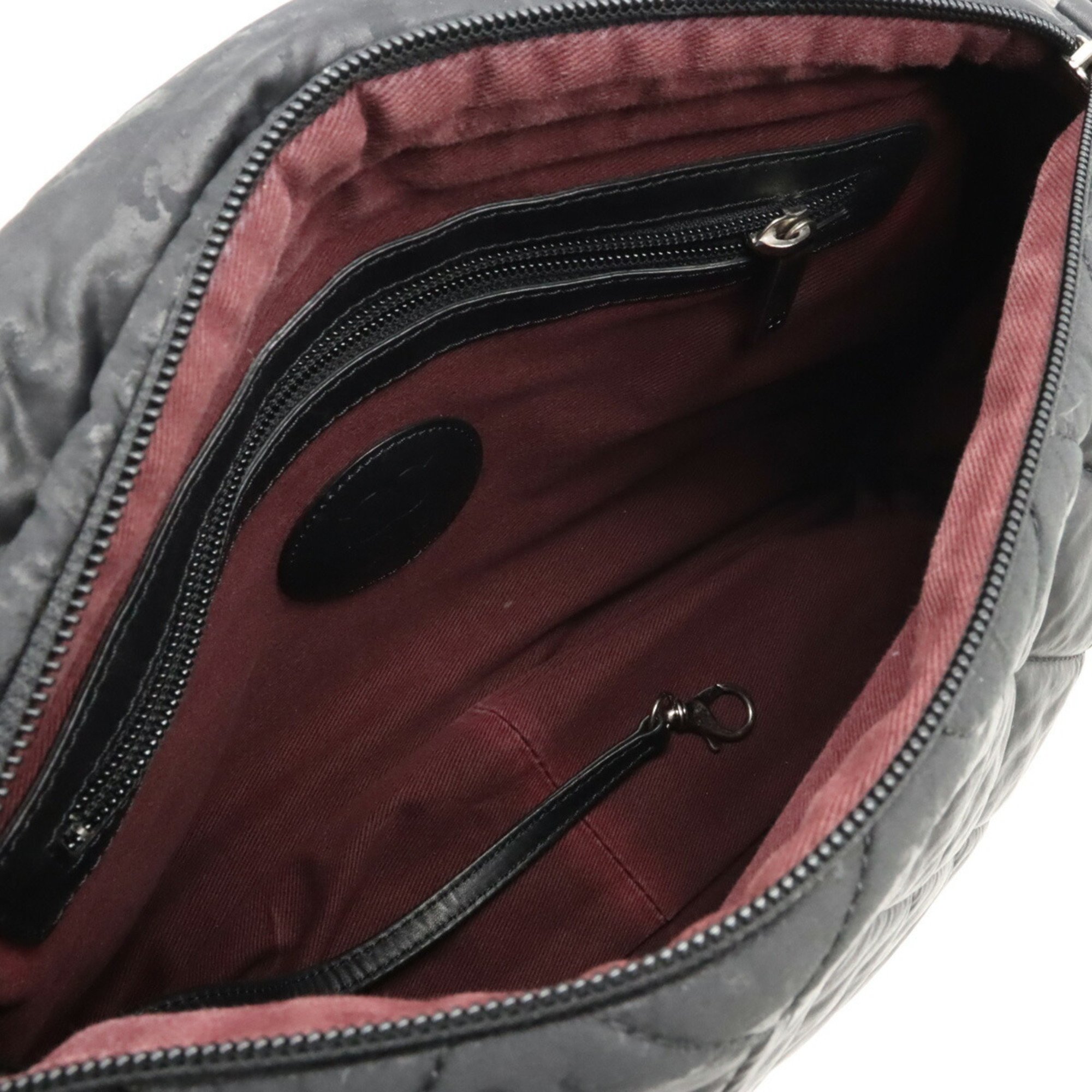 CHANEL Matelasse Shoulder Bag, Coated Nylon, Leather, Black