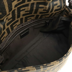 FENDI Zucca pattern Mamma Bucket shoulder bag nylon canvas khaki brown dark 8BR001