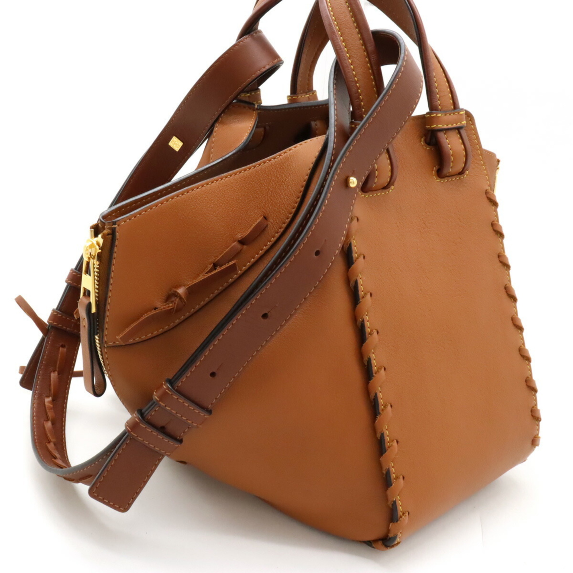 LOEWE Hammock Lace Small Handbag Shoulder Bag 6WAY Leather Tan Brown 387.30TN60