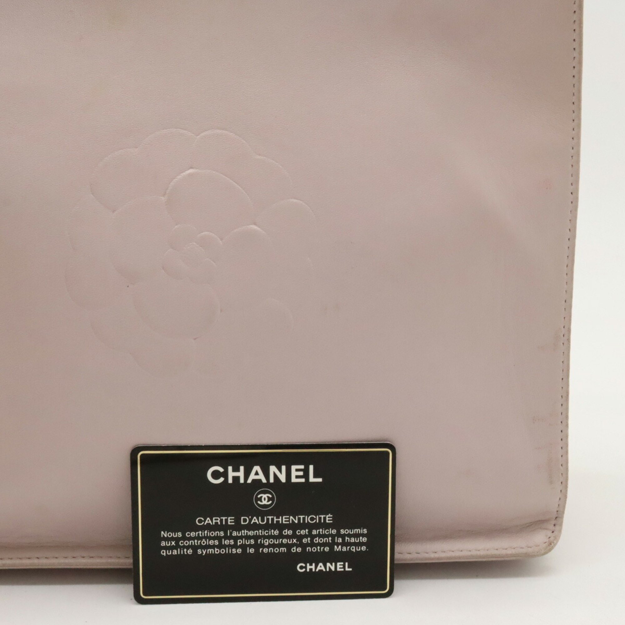 CHANEL Camellia Coco Mark Tote Bag Shoulder Lambskin Leather Pink Lavender