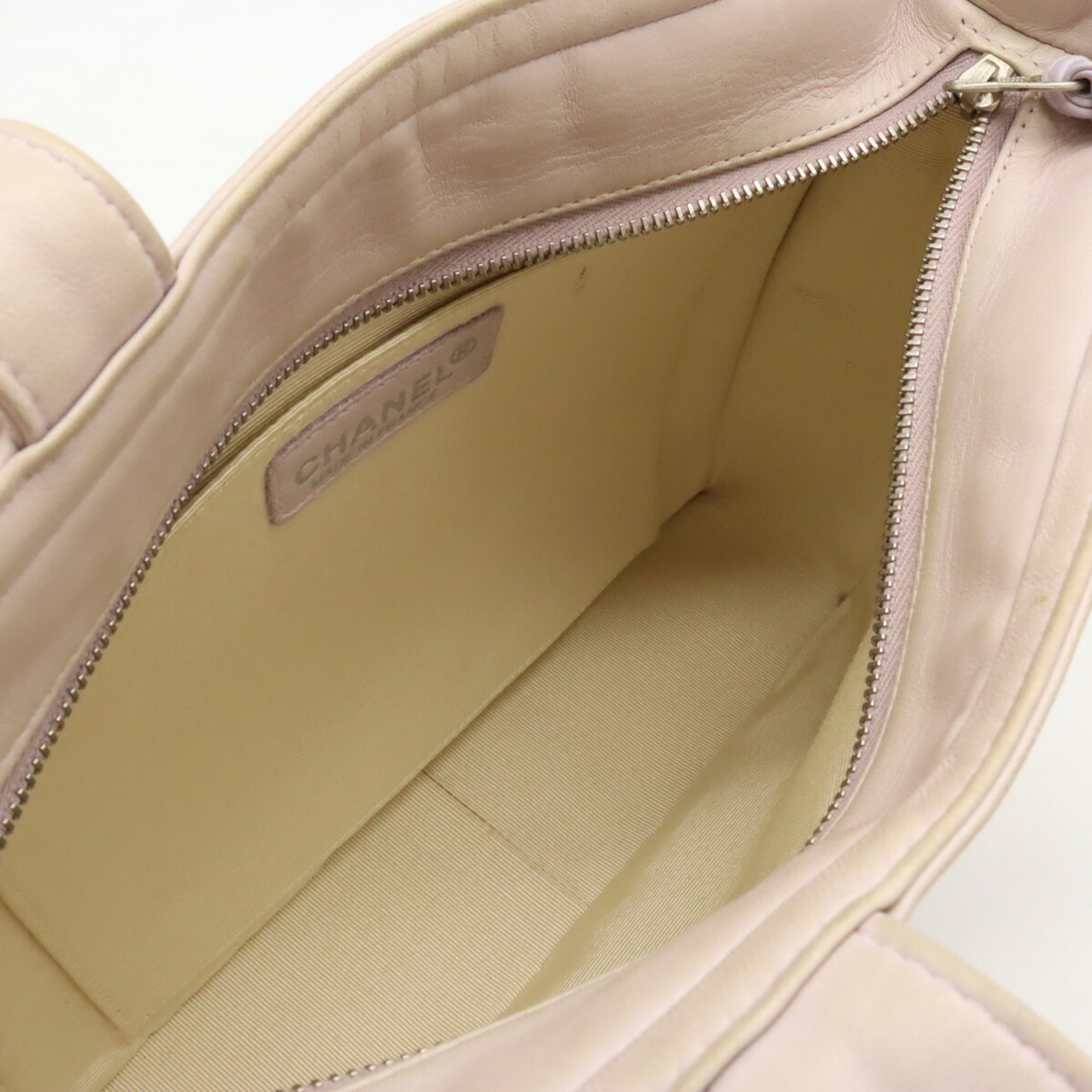 CHANEL Camellia Coco Mark Tote Bag Shoulder Lambskin Leather Pink Lavender