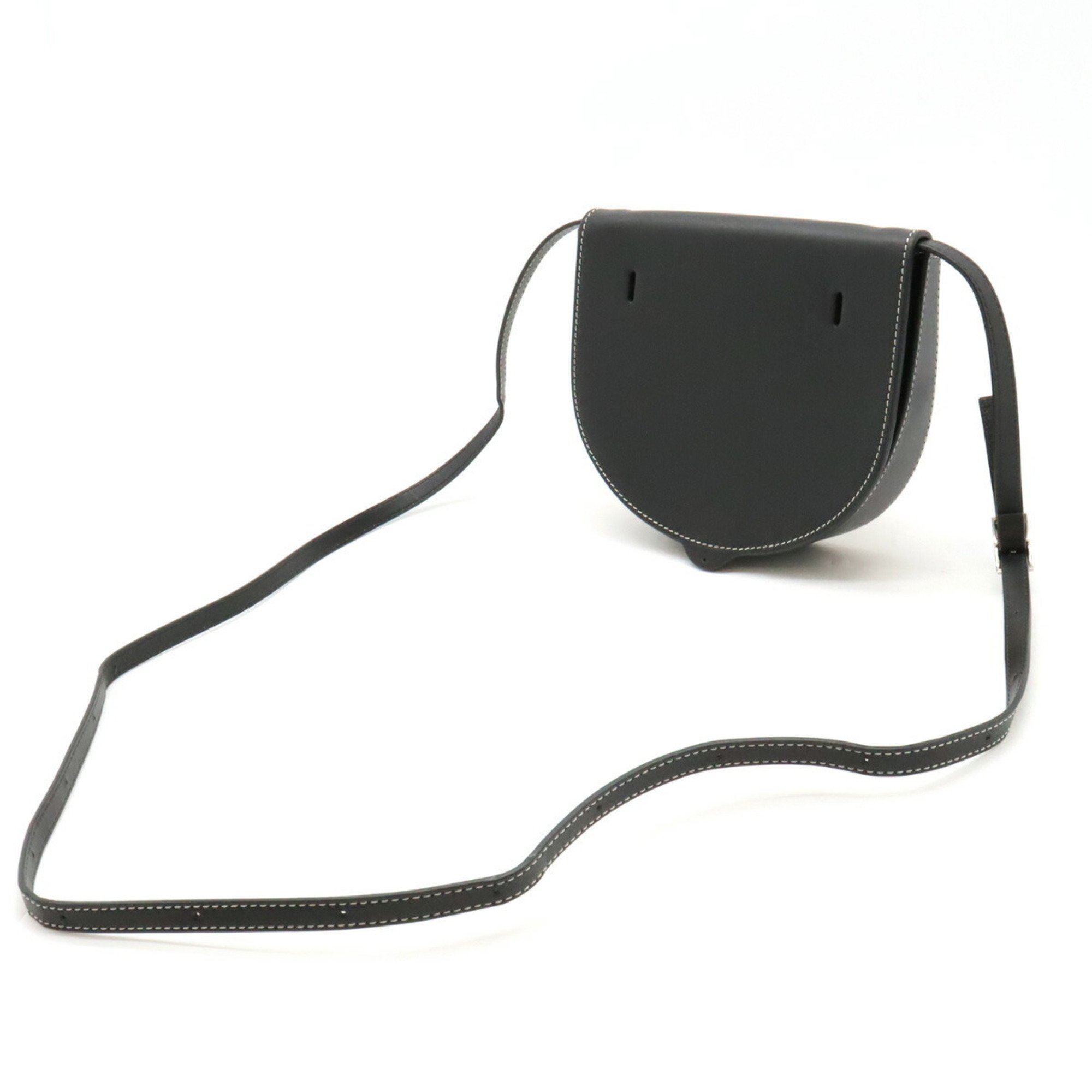 LOEWE Anagram Heel Bag Shoulder Pochette Belt Waist Pouch Leather Black 109.54.V01