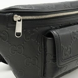 GUCCI GG embossed belt bag, body waist pouch, hip perforated leather, black, 645093