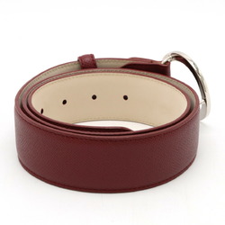 BVLGARI Bulgari Belt Round Buckle Leather Bordeaux Label 44/110 Actual Size 91cm Cut 20230