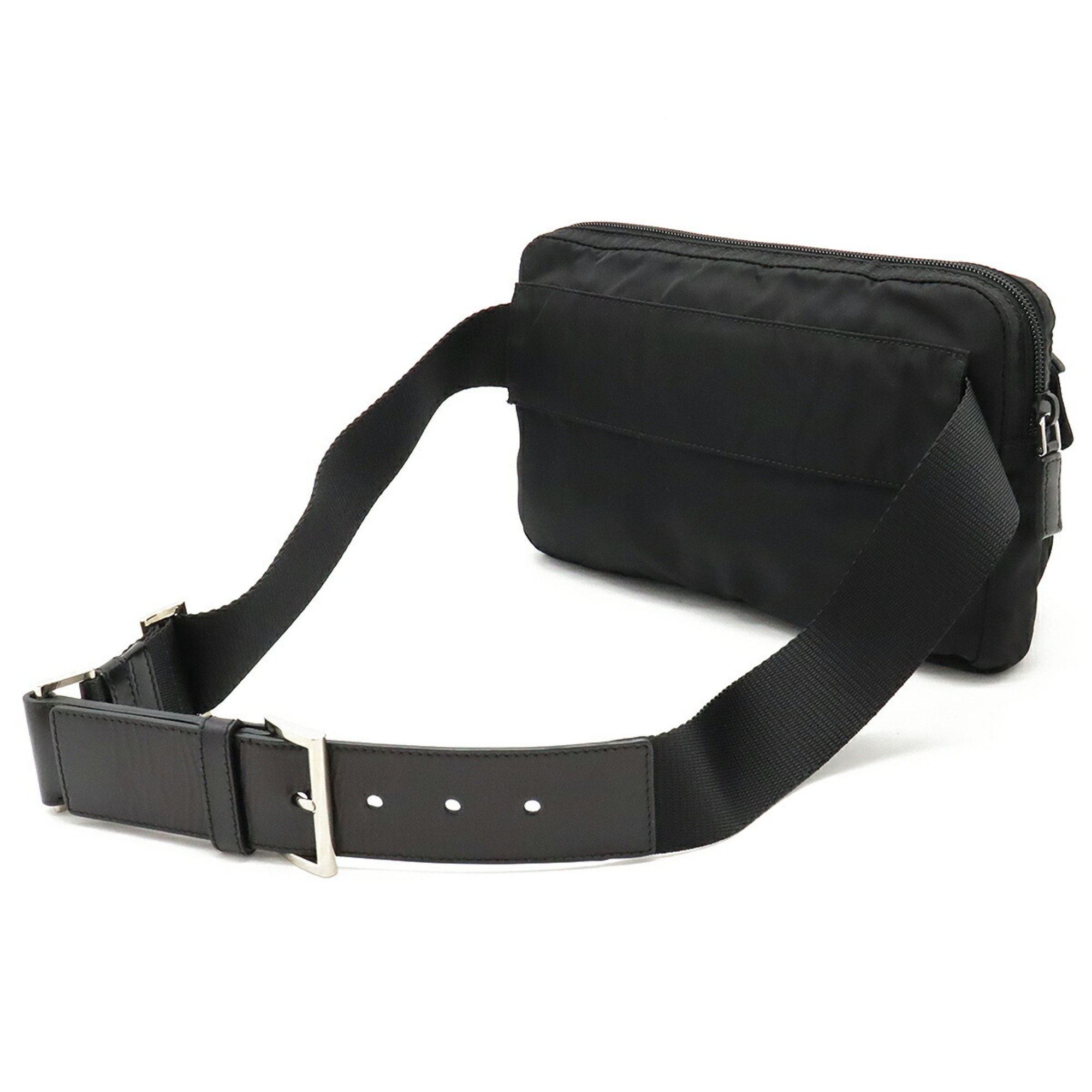 PRADA Prada Body Bag Waist Pouch Nylon Leather NERO Black BM0008