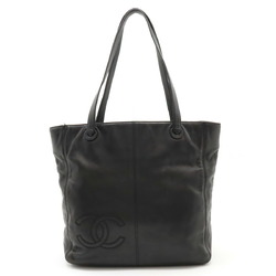 CHANEL Coco Mark Tote Bag Shoulder Lambskin Leather Black