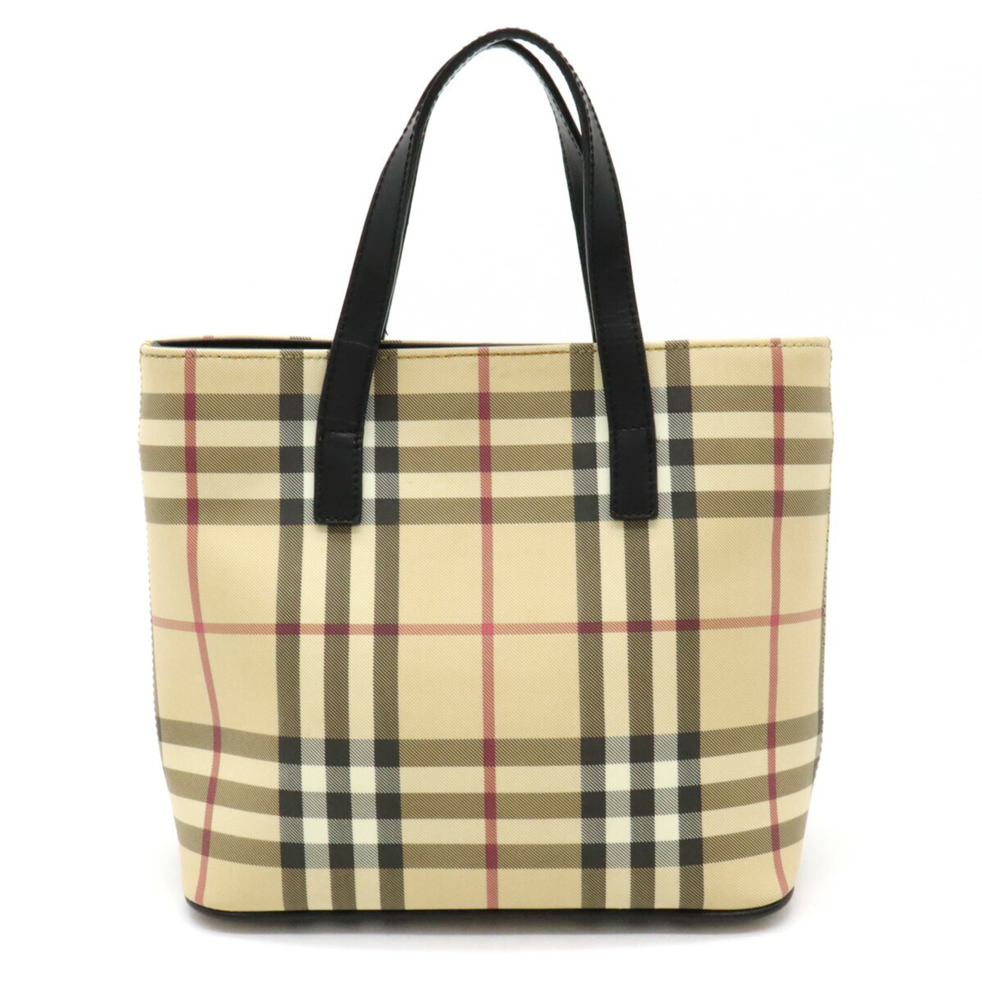 BURBERRY Nova Check Pattern Handbag Bag PVC Leather Beige Black Red