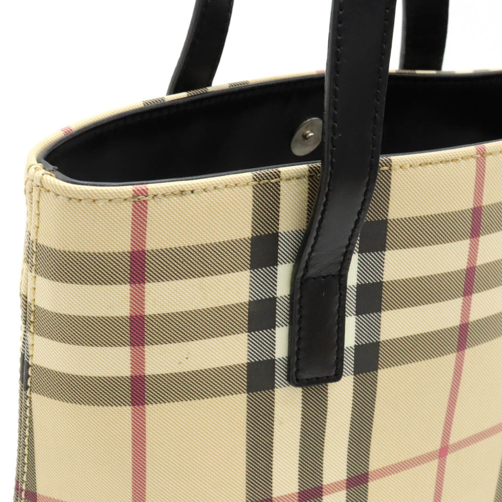 BURBERRY Nova Check Pattern Handbag Bag PVC Leather Beige Black Red