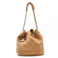 CHANEL Wild Stitch Coco Mark Chain Tote Bag Shoulder Camel