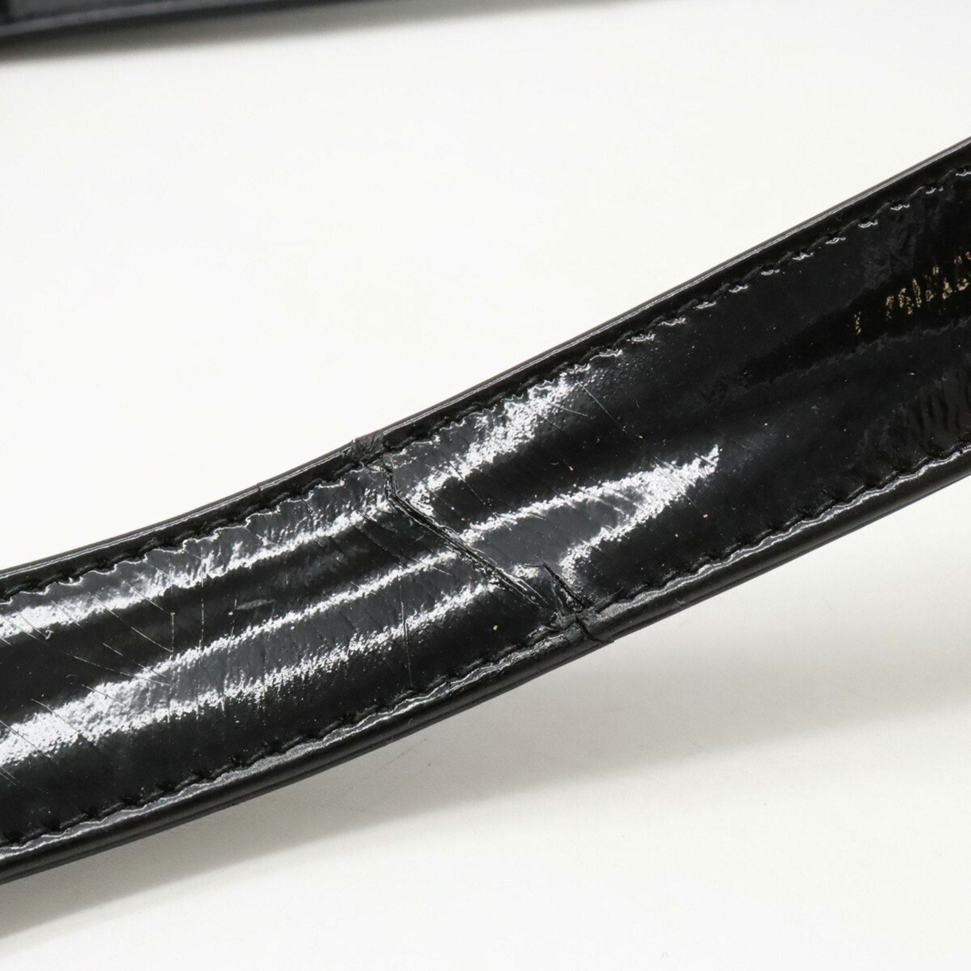 CHANEL Coco Mark Chain Shoulder Bag Enamel Leather Black A05572