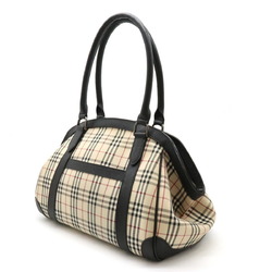 BURBERRY Nova Check Pattern Tote Bag Shoulder Canvas Leather Beige Black Bordeaux