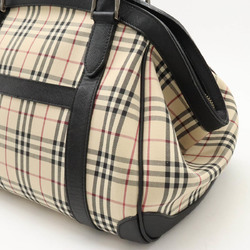 BURBERRY Nova Check Pattern Tote Bag Shoulder Canvas Leather Beige Black Bordeaux